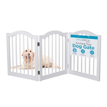 INTERNET'S BEST Arched Top Dog Gate - Stylish and Functional Freestanding Folding Barrier for Your P...