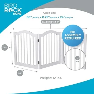 Arched Top Wooden Pet Gate | 3 Panel, 24" H Dog Barrier