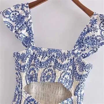 TAMYID Women's Backless Embroidery Dress - Elegant & Comfy