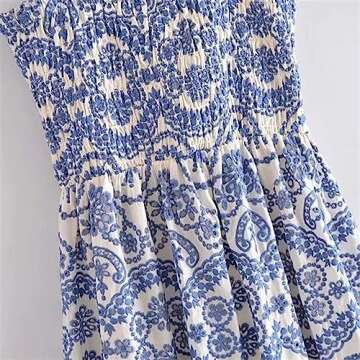 TAMYID Women's Dresses， Women Embroidery Dress Backless Ruffled Straps Female Dresses Vestidos