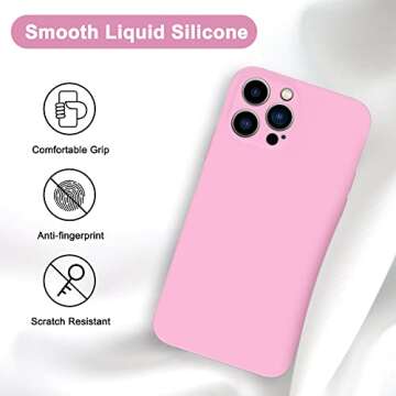ANDATE Compatible with iPhone 13 Pro Max Case Pink, Full Body Liquld Silicone Case Protective Phone ...