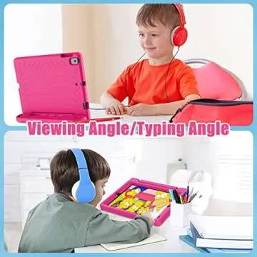AVAWO Kids Case for iPad 10.2" 9th & 8th & 7th Generation, iPad 10.2 2021/2020/2019 Case with Built-in Screen Protector, Light Weight Shock Proof Handle Stand Kids Friendly Cover for iPad 10.2" - Pink