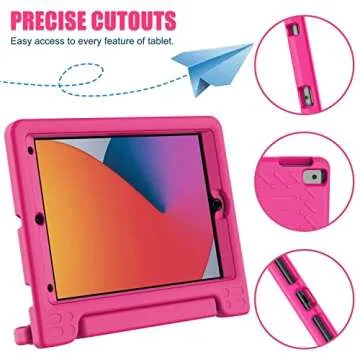 AVAWO Kids Case for iPad 10.2" 9th & 8th & 7th Generation, iPad 10.2 2021/2020/2019 Case with Built-in Screen Protector, Light Weight Shock Proof Handle Stand Kids Friendly Cover for iPad 10.2" - Pink