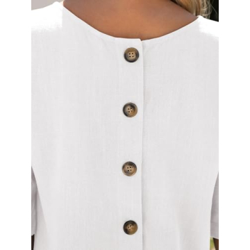 ANRABESS Women Linen Shirts Short Sleeve Oversized Casual Loose Crop Tops Tshirts Summer Cute Tees Outfits Blouse 2025 White Small