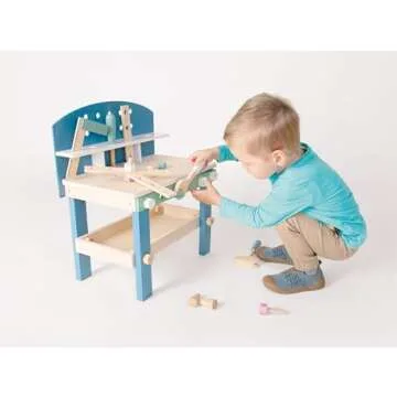Compact Wooden Workbench by Small Foot – Fun Tool Set for Kids