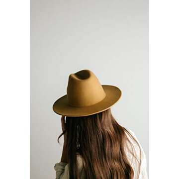 Gigi Pip Wes Fedora Hat for Women - 100% Wool Mustard