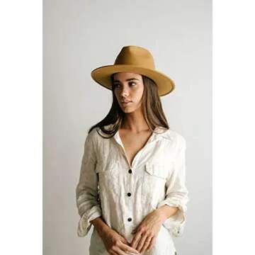 Gigi Pip Wes Fedora Hat for Women - 100% Wool Mustard