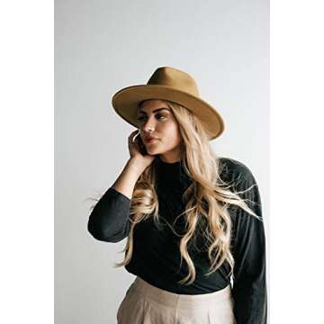 Gigi Pip Wes Fedora Hat for Women - 100% Wool Mustard