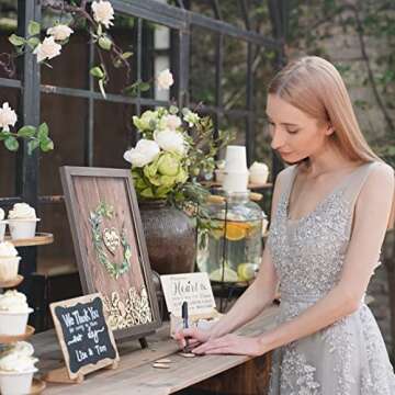 Y&K Homish Wedding Guest Book, Guest Book Alternative Favors with 80 Hearts & Green Wreath, Wedding ...