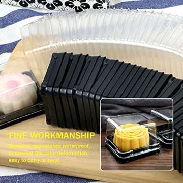 Pralb 100 Clear Plastic Mini Cupcake Boxes for Parties