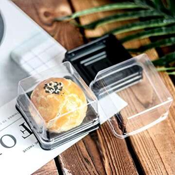 Pralb 100 Clear Plastic Mini Cupcake Boxes for Parties