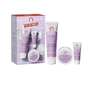 First Aid Beauty - Bye Bye Bumps Kit: KP Bump Eraser Body Scrub, 4 oz, Smoothing Lotion, 1oz, and In...
