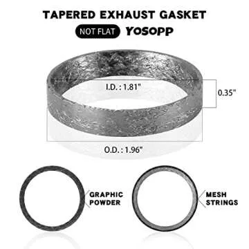 YOSOPP Cone Exhaust Gasket for Harley, Made of Graphite & Steel Mesh - Fits 1984-later Most Harley D...