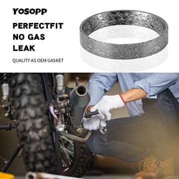 YOSOPP Cone Exhaust Gasket for Harley, Made of Graphite & Steel Mesh - Fits 1984-later Most Harley Davidson Bikes: Touring, Sportster, Dyna, Softail (1 Pair 2pcs)