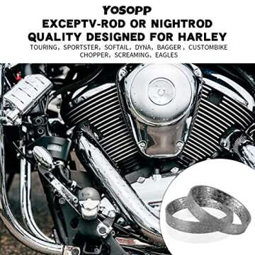 YOSOPP Cone Exhaust Gasket for Harley, Made of Graphite & Steel Mesh - Fits 1984-later Most Harley Davidson Bikes: Touring, Sportster, Dyna, Softail (1 Pair 2pcs)