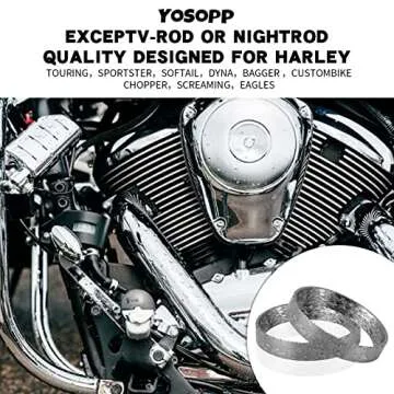 YOSOPP Cone Exhaust Gasket for Harley, Made of Graphite & Steel Mesh - Fits 1984-later Most Harley Davidson Bikes: Touring, Sportster, Dyna, Softail (1 Pair 2pcs)