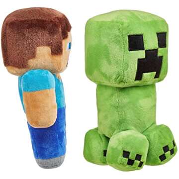 Minecraft Plush 8" Steve & Creeper - Basic Plush Character Pairs Officially Licensed Soft Cuddly Collectible Set