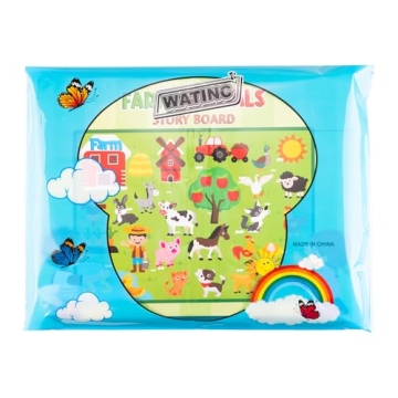 WATINC Farm Animals Felt Story Board Set 3.5Ft 38Pcs Preschool Farmhouse Themed Storytelling Flannel Barnyard Domestic Livestock Early Learning Interactive Play Kit Wall Hanging Gift for Toddlers Kids