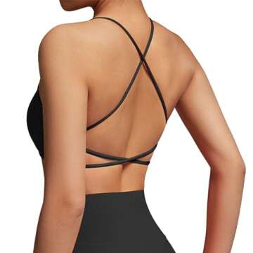 SUUKSESS Women 2 Piece Open Back Sports Bra Pack Strappy Workout Gym Yoga Crops (Blue & Black, XS)