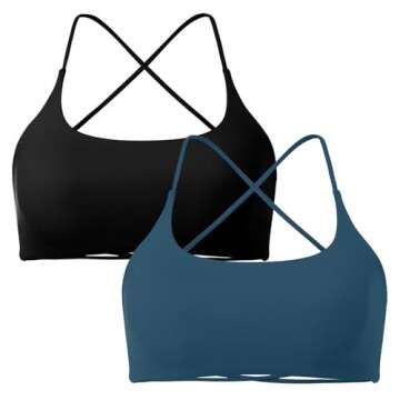 SUUKSESS Women 2 Piece Open Back Sports Bra Pack Strappy Workout Gym Yoga Crops (Blue & Black, XS)