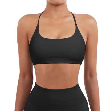 SUUKSESS Women 2 Piece Open Back Sports Bra Pack Strappy Workout Gym Yoga Crops (Blue & Black, XS)