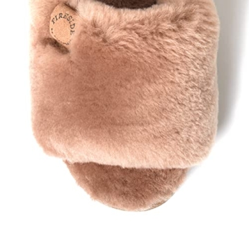 Dearfoams Women's Fireside Cairns Shearling Easy on/Off Slide Sandal Slipper