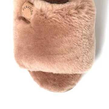 Dearfoams Women's Fireside Cairns Shearling Easy on/Off Slide Sandal Slipper