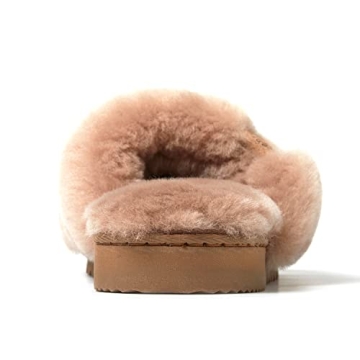 Dearfoams Women's Fireside Cairns Shearling Easy on/Off Slide Sandal Slipper