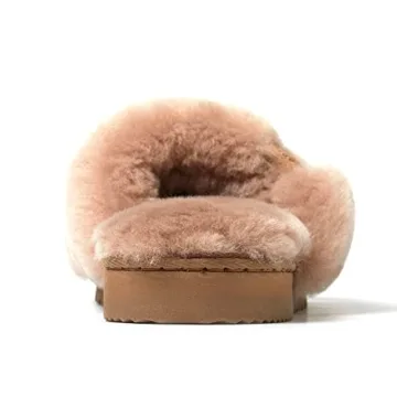 Dearfoams Women's Fireside Cairns Shearling Easy on/Off Slide Sandal Slipper