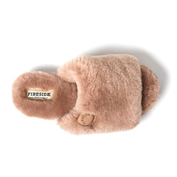 Dearfoams Women's Fireside Cairns Shearling Easy on/Off Slide Sandal Slipper