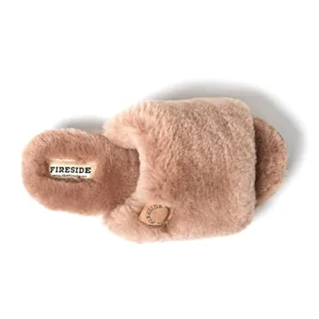 Dearfoams Women's Fireside Cairns Shearling Easy on/Off Slide Sandal Slipper