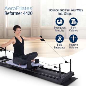 AeroPilates Reformer 4420 Plus Floor Mat - Pilates Reformer Workout Machine for Home Gym - Cardio Fi...