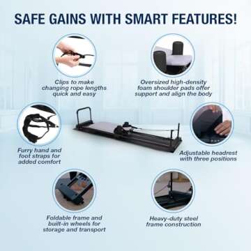 AeroPilates Reformer 4420 Plus Floor Mat - Pilates Reformer Workout Machine for Home Gym - Cardio Fitness Rebounder - Foldable - 300 lbs Weight Capacity