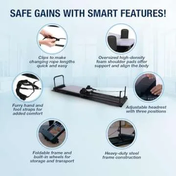 AeroPilates Reformer 4420 Plus Floor Mat - Pilates Reformer Workout Machine for Home Gym - Cardio Fitness Rebounder - Foldable - 300 lbs Weight Capacity