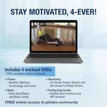 AeroPilates Reformer 4420 Plus Floor Mat - Pilates Reformer Workout Machine for Home Gym - Cardio Fitness Rebounder - Foldable - 300 lbs Weight Capacity