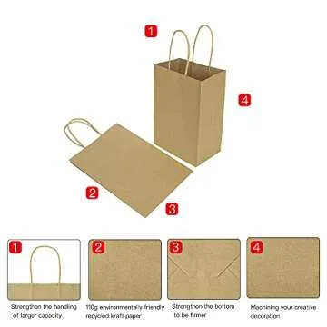 bagmad 50 Pack Kraft Paper Gift Bags - Eco-Friendly Solution