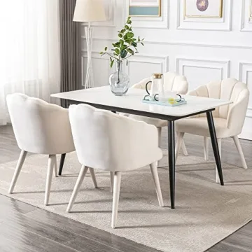 Modern Velvet Dining Chairs Set of 4 with Wood Legs
