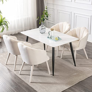 Modern Velvet Dining Chairs Set of 4 with Wood Legs