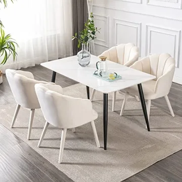 Modern Velvet Dining Chairs Set of 4 with Wood Legs