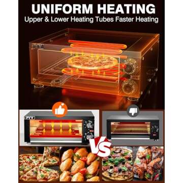 PYY Electric Pizza Oven Indoor Countertop Pizza Oven Commercial Pizza Maker Machine for Home with Timer Stainless Steel Pizza Cooker