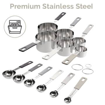 CuttleLab 22-Piece Stainless Steel Measuring Cups and Spoons Set
