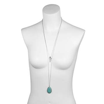 LUX ACCESSORIES Turquoise Stone Teardrop Arrow Arrowhead Layered Necklace