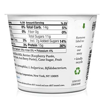 siggi's® Icelandic Strained Nonfat Yogurt, Acai Mixed Berry, 5.3 oz. Single Serve Cup – Thick, Protein-Rich Yogurt