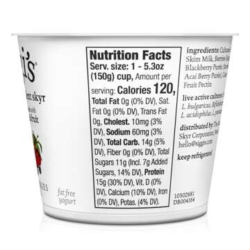 siggi's® Icelandic Strained Nonfat Yogurt, Acai Mixed Berry, 5.3 oz. Single Serve Cup – Thick, Protein-Rich Yogurt