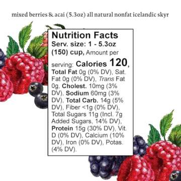 siggi's® Icelandic Strained Nonfat Yogurt, Acai Mixed Berry, 5.3 oz. Single Serve Cup – Thick, Protein-Rich Yogurt