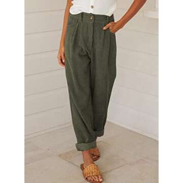 Acelitt Women Ladies Corduroy Pants Trousers High Waisted Fashion 2022 Casual Comfy Winter Straight ...