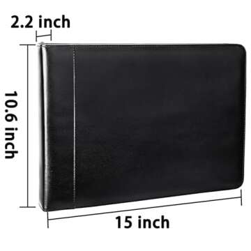 Antner Zippered 7 Ring Business Check Binder Portfolio - Elegant PU Leather with 600 Checks Capacity