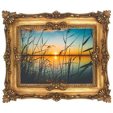 8×10 Vintage Picture Frame, Ornate Bronze Photo Frames with Mat Antique Gold Picture Frames with Glass Front for Tabletop Wall Hanging (8×10 inch, Bronze Gold)