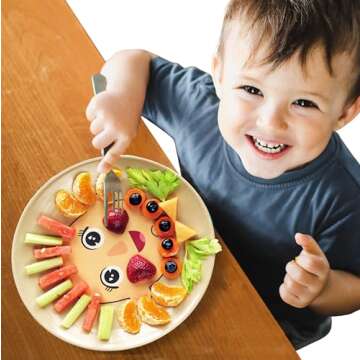 XIBORO BYEM Make A Face Plate For Kids (Plates x 3) Canadian Design Picky Eater Plates Unbreakable M...