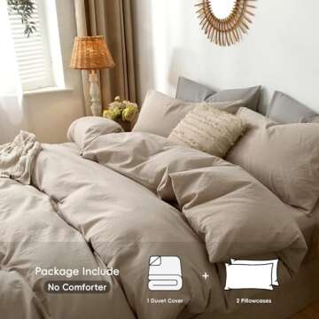 MooMee Bedding Duvet Cover Set - 100% Washed Cotton, Elegant & Soft (Taupe, King)